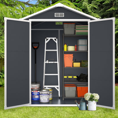 Abri de jardin en résine pour extérieur, résistant aux intempéries, avec plancher, modèle Spire Tool Shed, dimensions : 6 pi x 4 pi / 6 pi x 8 pi / 8 pi x 6 pi / 8 pi x 10 pi