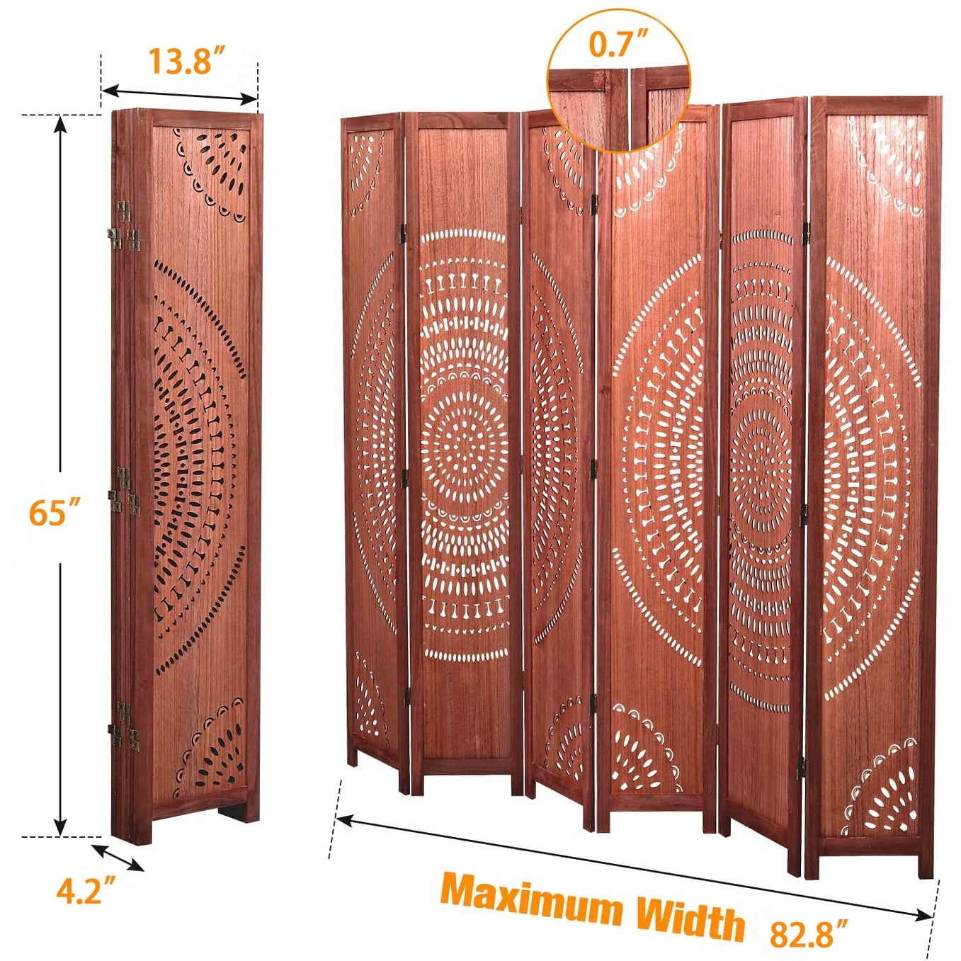 Paravent pliable en bois massif de 165 cm de hauteur