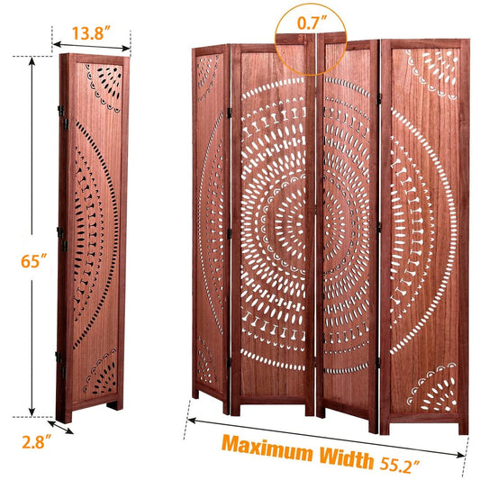Paravent pliable en bois massif de 165 cm de hauteur