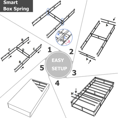 FSCHOS Sommier à ressorts métallique de 7 pouces, base de matelas basique, sans pieds.