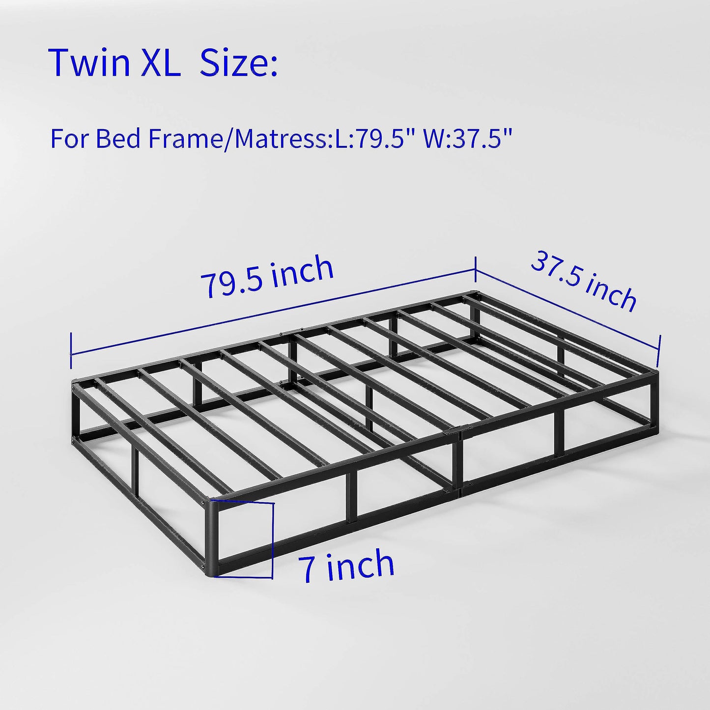 FSCHOS Sommier à ressorts métallique de 7 pouces, base de matelas basique, sans pieds.