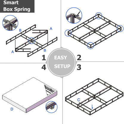 FSCHOS Sommier à ressorts métallique de 7 pouces, base de matelas basique, sans pieds.