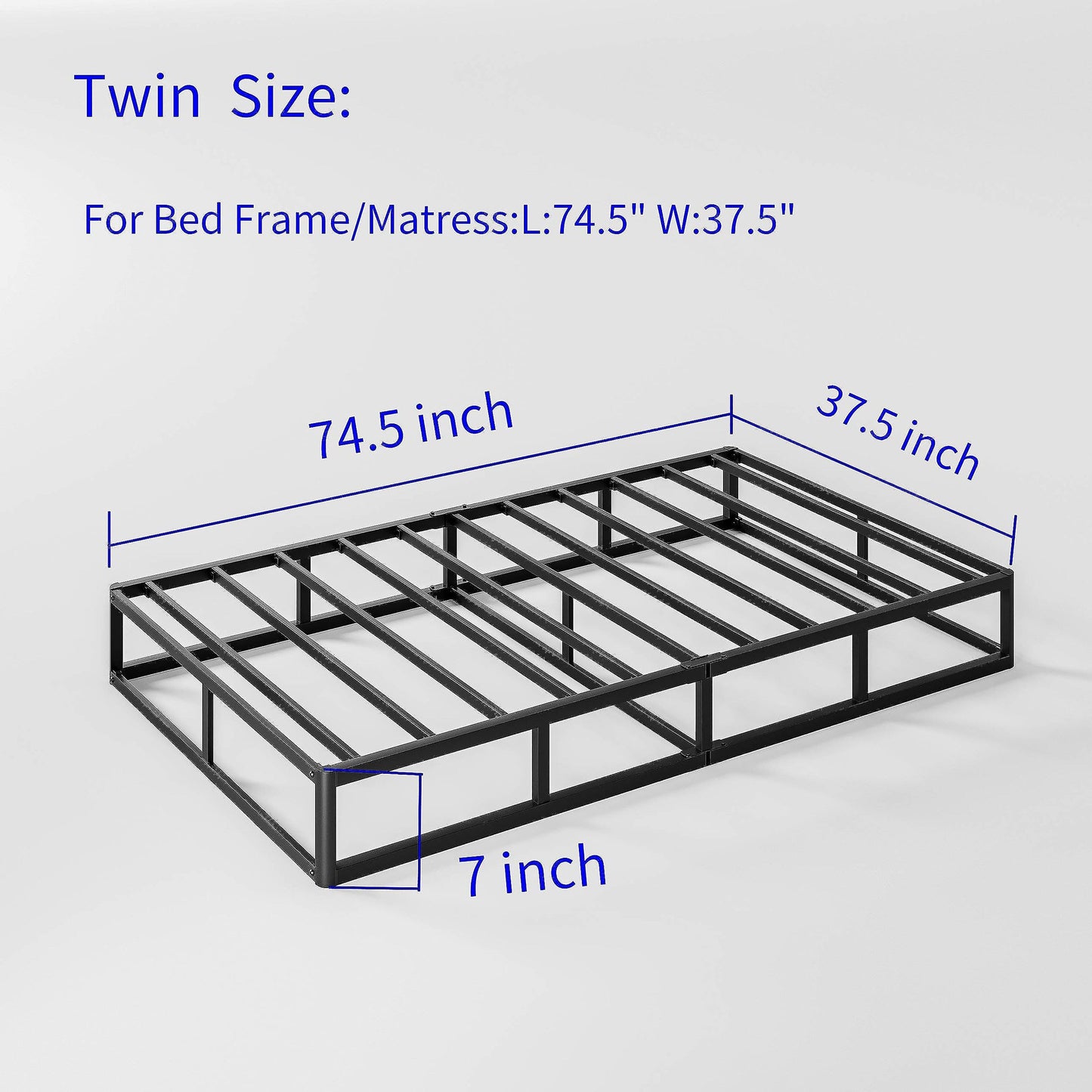FSCHOS Sommier à ressorts métallique de 7 pouces, base de matelas basique, sans pieds.