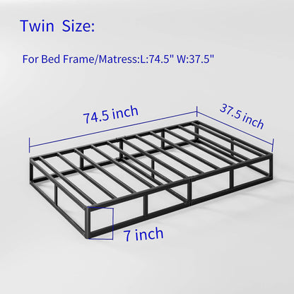 FSCHOS Sommier à ressorts métallique de 7 pouces, base de matelas basique, sans pieds.