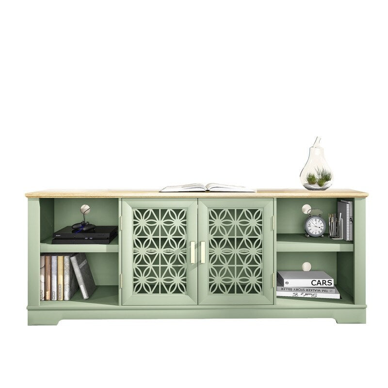 Meuble TV mural décoratif à motif floral rustique de 70 pouces pour téléviseurs jusqu'à 80 pouces