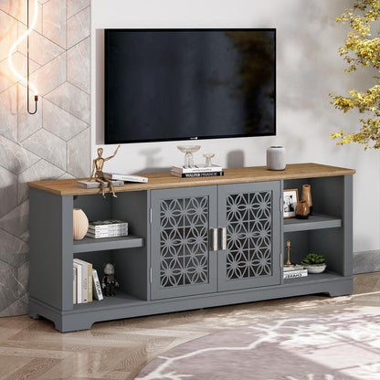 Meuble TV mural décoratif à motif floral rustique de 70 pouces pour téléviseurs jusqu'à 80 pouces