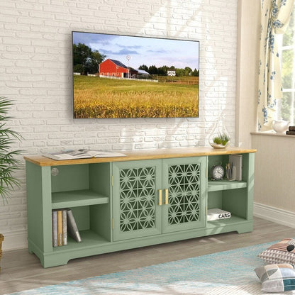 Meuble TV mural décoratif à motif floral rustique de 70 pouces pour téléviseurs jusqu'à 80 pouces