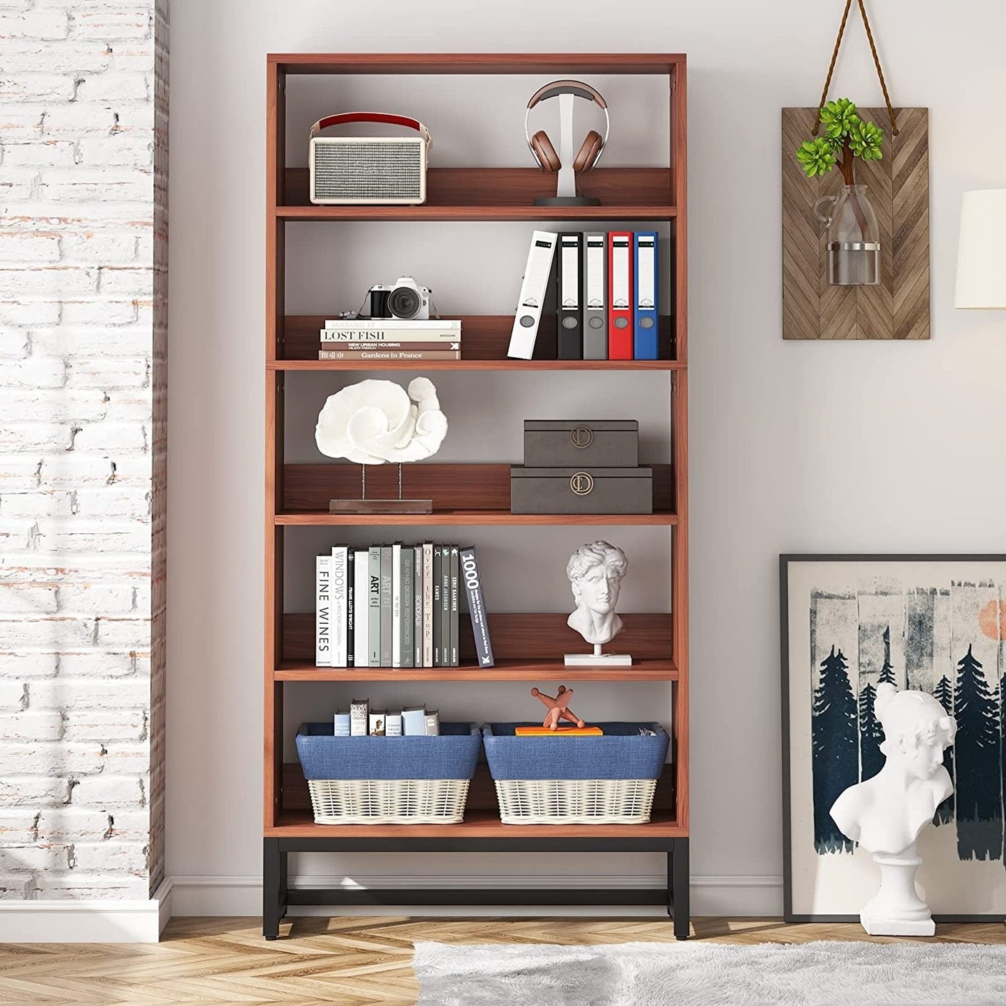 Étagère à livres et bibliothèque de 179,5 cm de hauteur, grande bibliothèque à 5 niveaux - 30 x 80 x 179,5 cm (L x l x h)