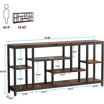 Table console de 180 cm avec rangement, table d'entrée à 3 niveaux pour couloir