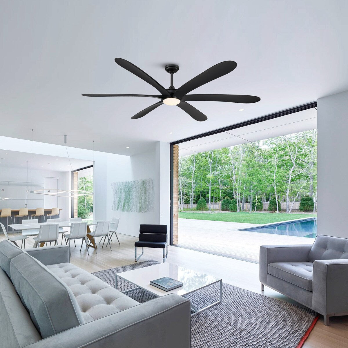 Ventilateur de plafond DC à 6 pales de 183 cm (72 pouces) en bois flotté avec éclairage et télécommande