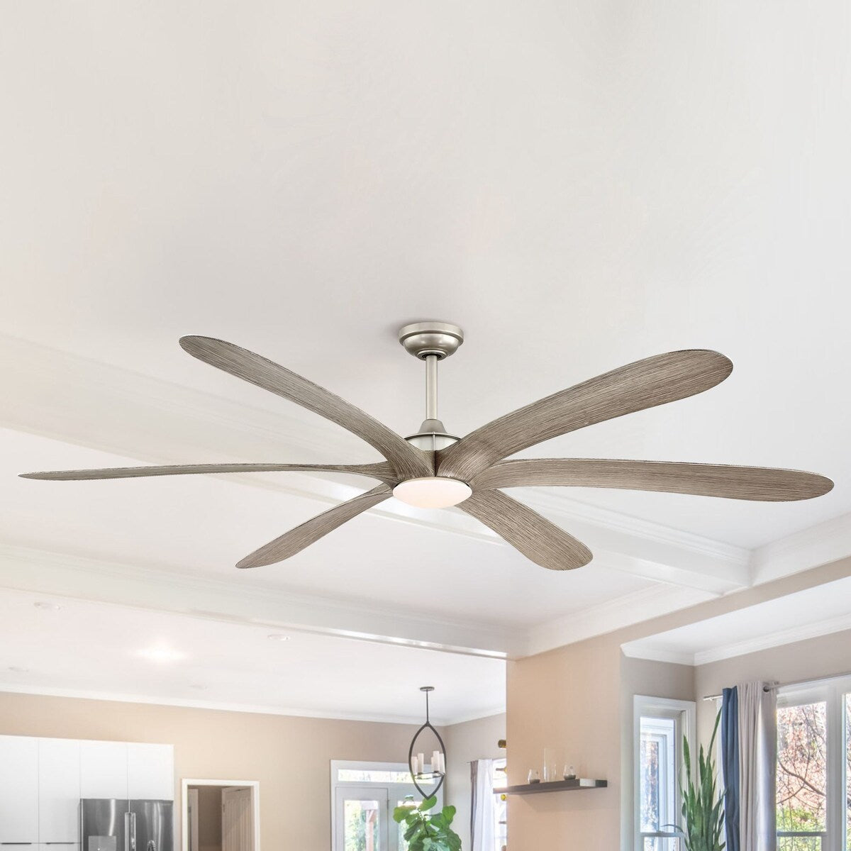 Ventilateur de plafond DC à 6 pales de 183 cm (72 pouces) en bois flotté avec éclairage et télécommande