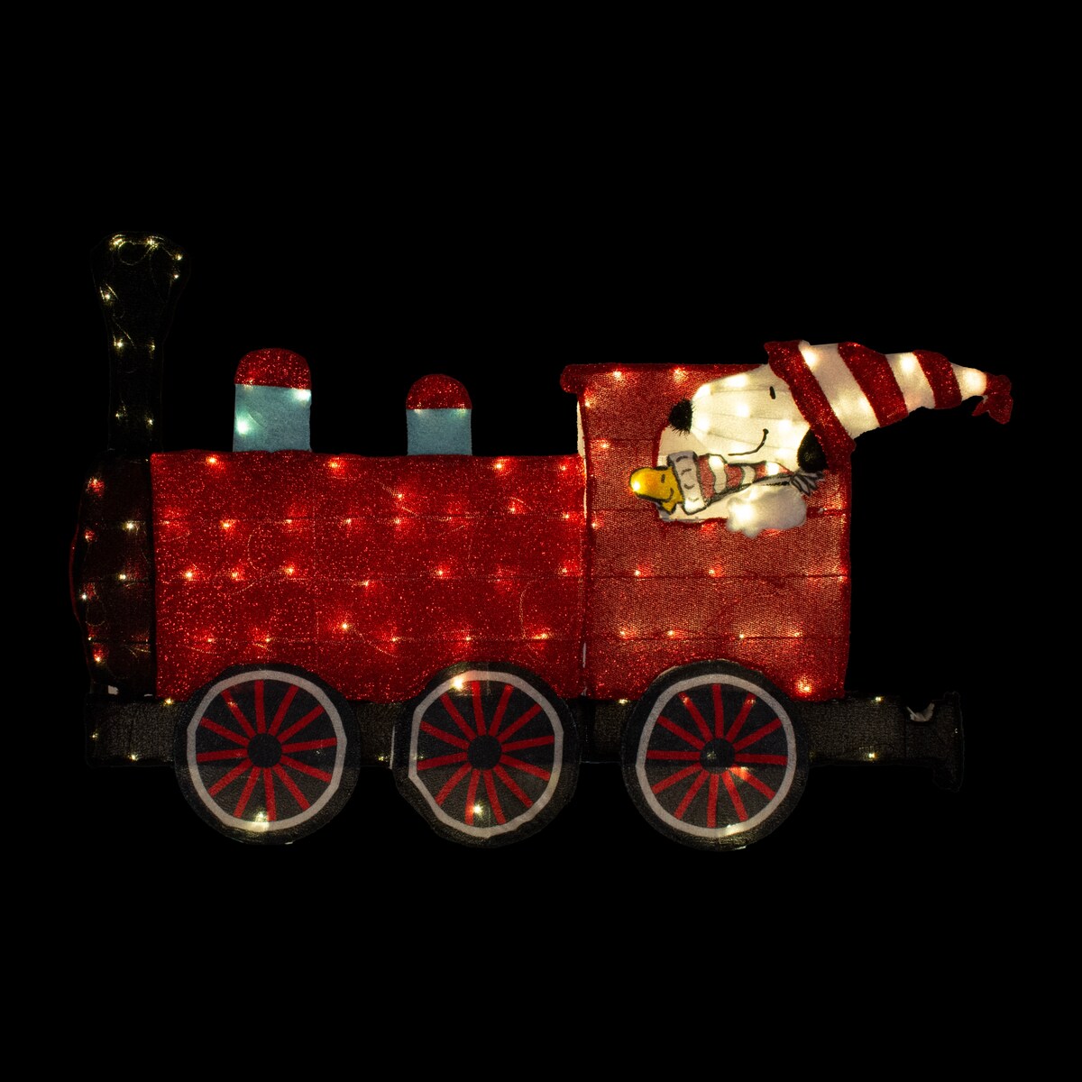 79 Peanuts Décoration de jardin 2D à LED pré-éclairée, ensemble de 2 pièces, train.