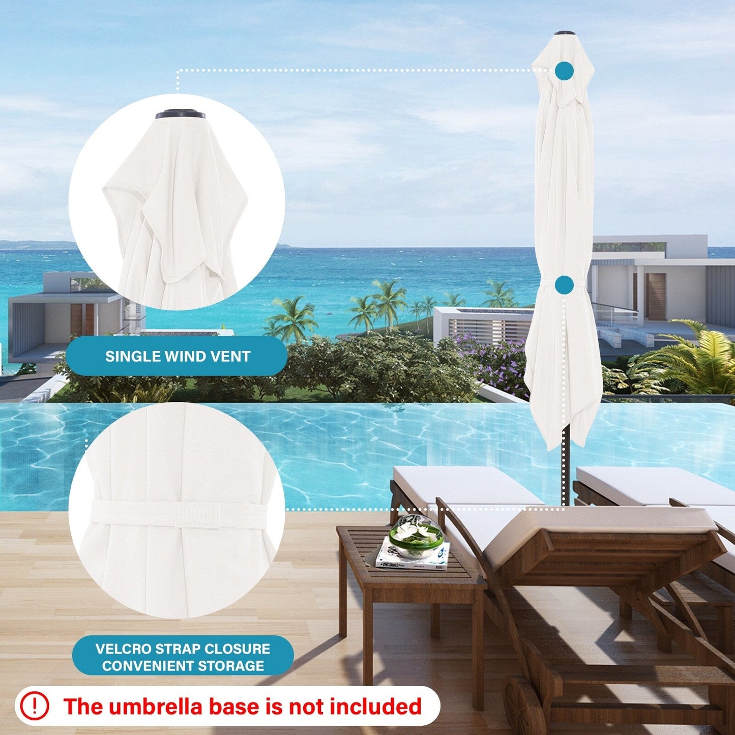 8*10ft Rectangular Patio Market Umbrella with Crank & Tilt，UV-Resistant