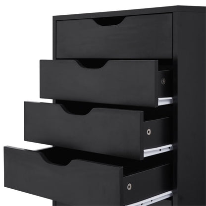 Armoire étroite en bois à 9 tiroirs avec coulisses à glissement fluide et étagère de rangement supérieure.