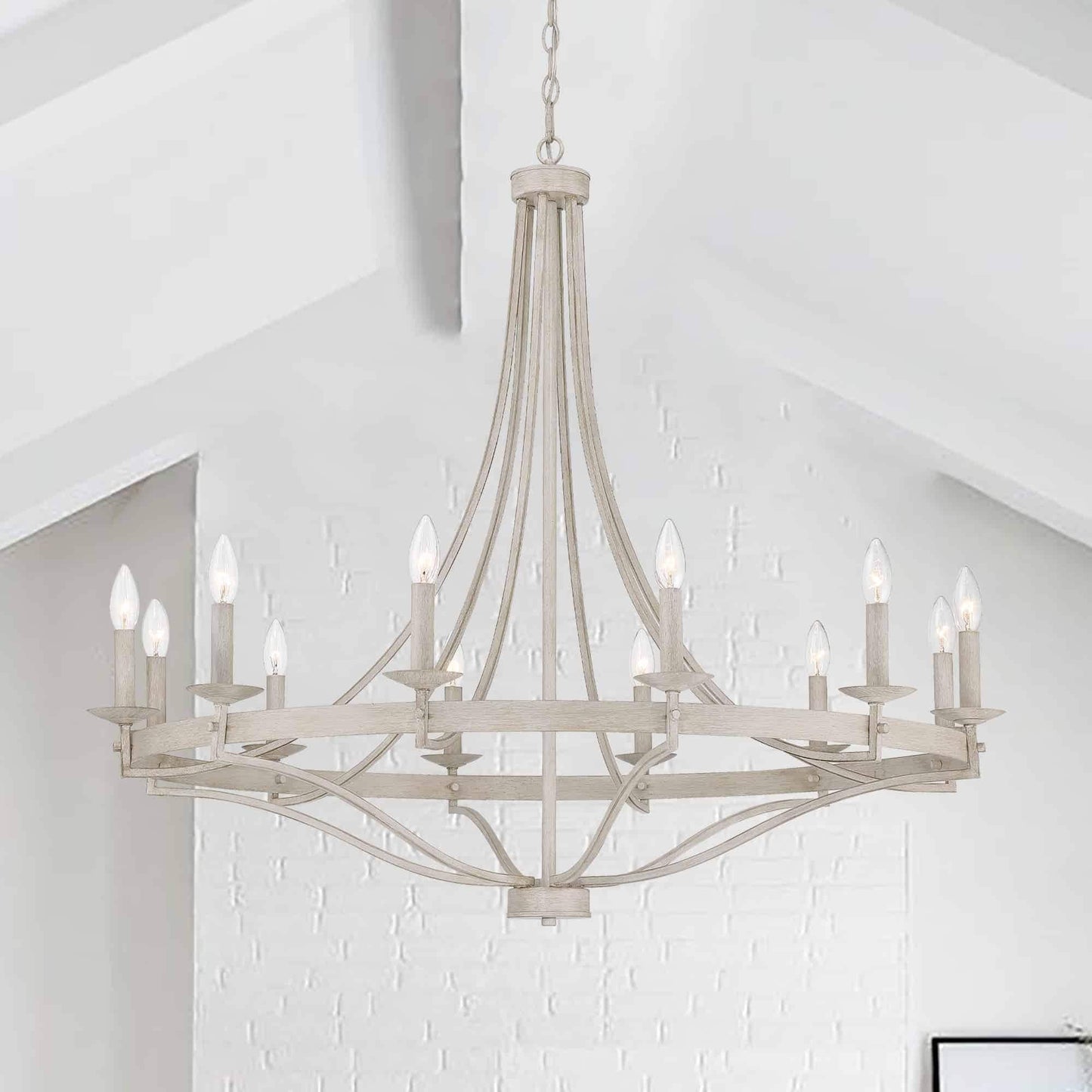Luminaire à 12 lumières Fidenza, style ferme moderne, en forme de roue de chariot d'empire, avec certification UL - Diamètre 40'' * Hauteur 135''
