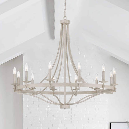 Luminaire à 12 lumières Fidenza, style ferme moderne, en forme de roue de chariot d'empire, avec certification UL - Diamètre 40'' * Hauteur 135''