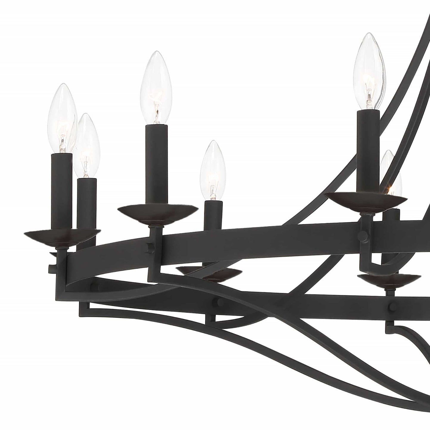 Luminaire à 12 lumières Fidenza, style ferme moderne, en forme de roue de chariot d'empire, avec certification UL - Diamètre 40'' * Hauteur 135''