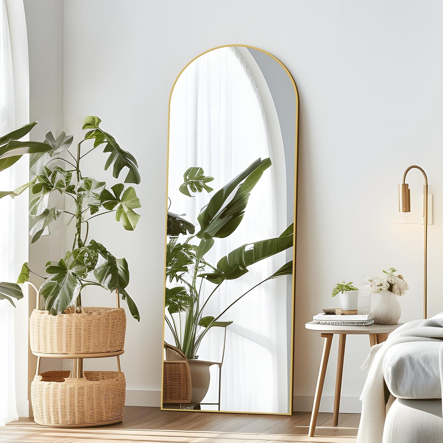 Dovelina Miroir mural à poser, miroir de sol à arche, miroir grand format