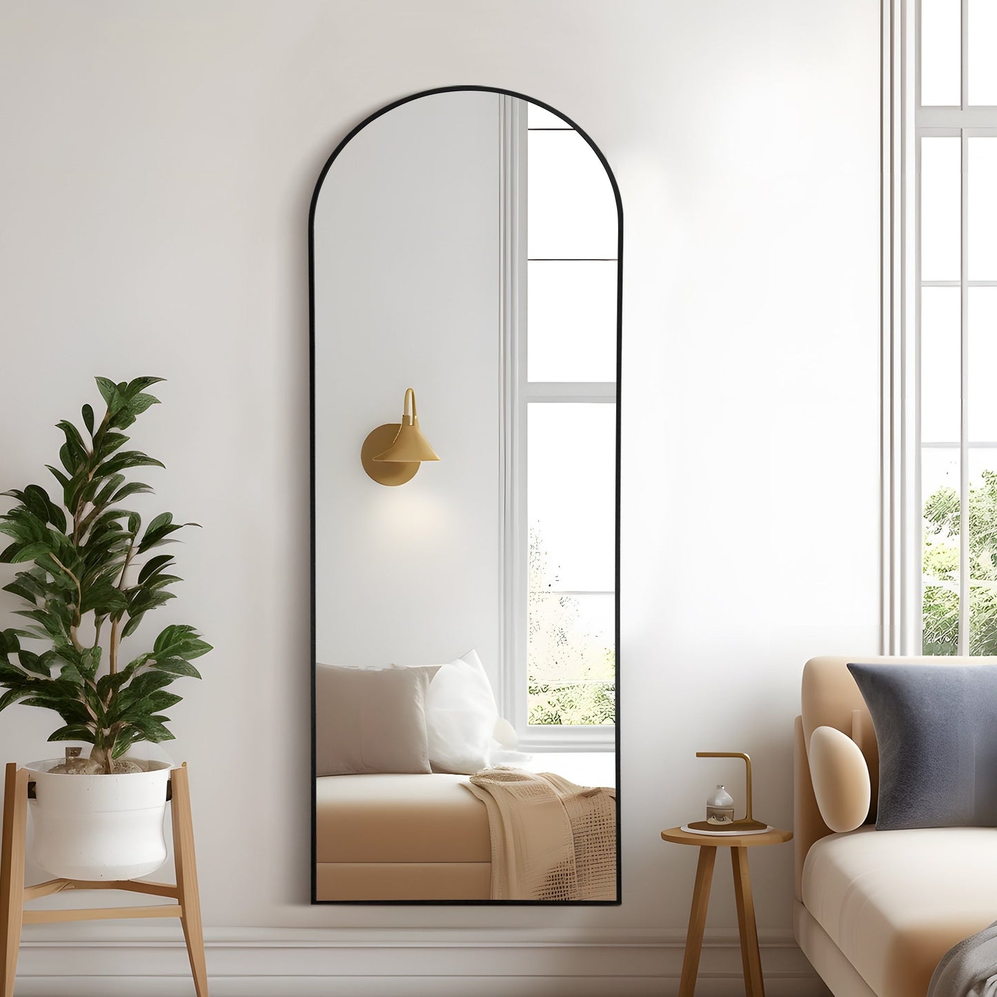 Dovelina Miroir mural à poser, miroir de sol à arche, miroir grand format