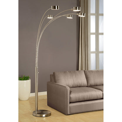 Lampe de sol à 5 lumières, modèle Charlie, en acier brossé, avec arche, de Strick &amp; Bolton