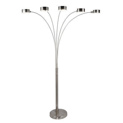 Lampe de sol à 5 lumières, modèle Charlie, en acier brossé, avec arche, de Strick &amp; Bolton