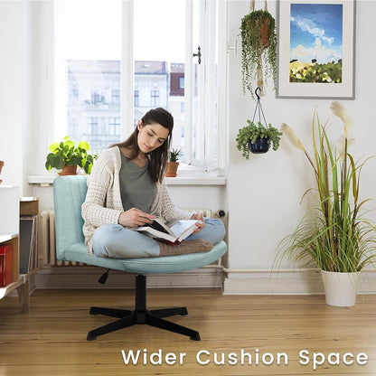 BOSSIN Criss Cross Chair Armless Office Desk Chair No Wheels,Fabric Padded Modern Swivel Vanity Chair office chair
