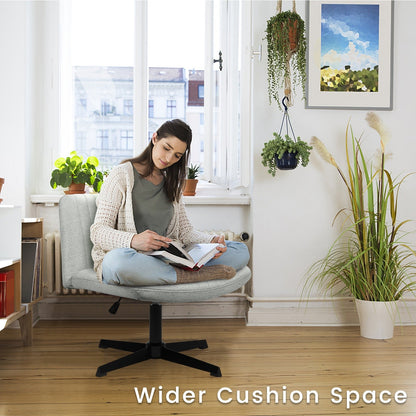 BOSSIN Criss Cross Chair Armless Office Desk Chair No Wheels,Fabric Padded Modern Swivel Vanity Chair office chair