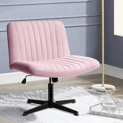 BOSSIN Criss Cross Chair Armless Office Desk Chair No Wheels,Fabric Padded Modern Swivel Vanity Chair office chair