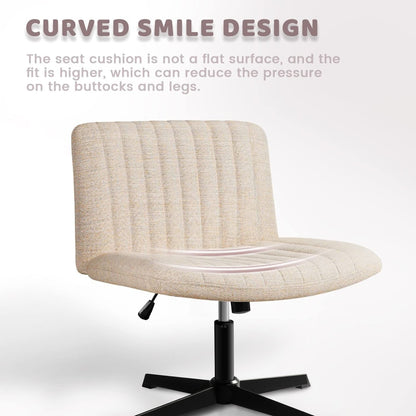 BOSSIN Criss Cross Chair Armless Office Desk Chair No Wheels,Fabric Padded Modern Swivel Vanity Chair office chair