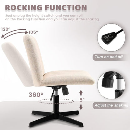 BOSSIN Criss Cross Chair Armless Office Desk Chair No Wheels,Fabric Padded Modern Swivel Vanity Chair office chair