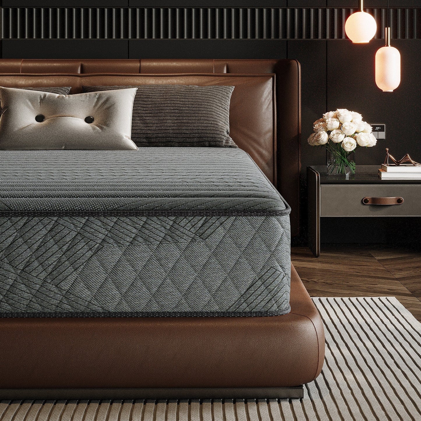 Matelas hybride en mousse à mémoire de forme avec gel, 25 cm (10 po), fermeté moyenne, SweDrea, respirant et rafraîchissant, certifié CertiPUR-US, SGS et OEKO-TEX.