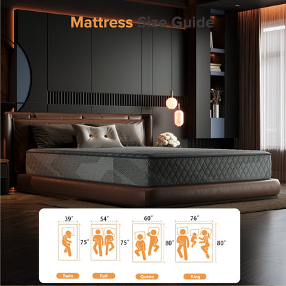 Matelas hybride en mousse à mémoire de forme avec gel, 25 cm (10 po), fermeté moyenne, SweDrea, respirant et rafraîchissant, certifié CertiPUR-US, SGS et OEKO-TEX.