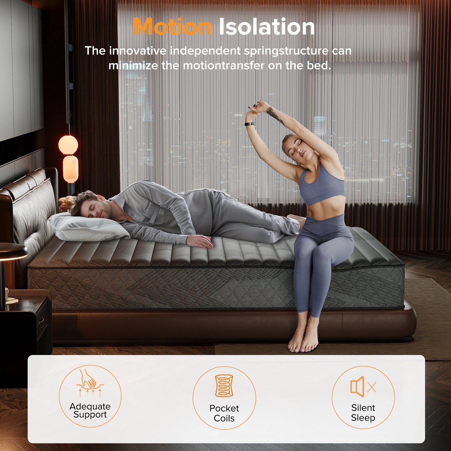 Matelas hybride en mousse à mémoire de forme avec gel, 25 cm (10 po), fermeté moyenne, SweDrea, respirant et rafraîchissant, certifié CertiPUR-US, SGS et OEKO-TEX.