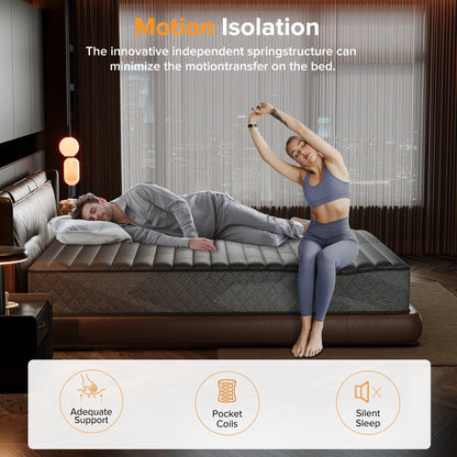 Matelas hybride en mousse à mémoire de forme avec gel, 25 cm (10 po), fermeté moyenne, SweDrea, respirant et rafraîchissant, certifié CertiPUR-US, SGS et OEKO-TEX.