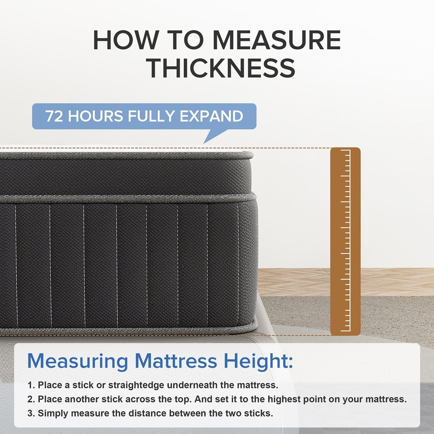Matelas hybride en mousse à mémoire de forme avec gel, moelleux, de 30 cm (12 po) d'épaisseur, rafraîchissant et respirant, certifié CertiPUR-US, SGS et OEKO-TEX.