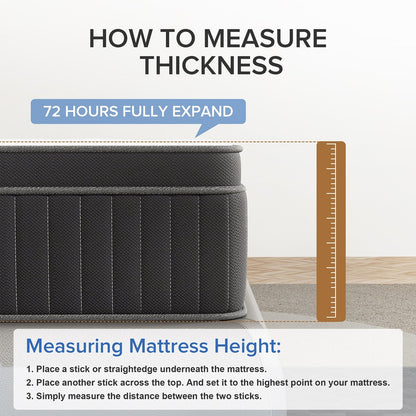 Matelas hybride en mousse à mémoire de forme avec gel, moelleux, de 30 cm (12 po) d'épaisseur, rafraîchissant et respirant, certifié CertiPUR-US, SGS et OEKO-TEX.