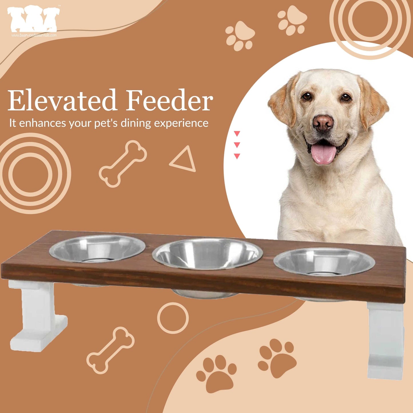 Farmhouse 3 Bowl Elevated Regular Feeder
