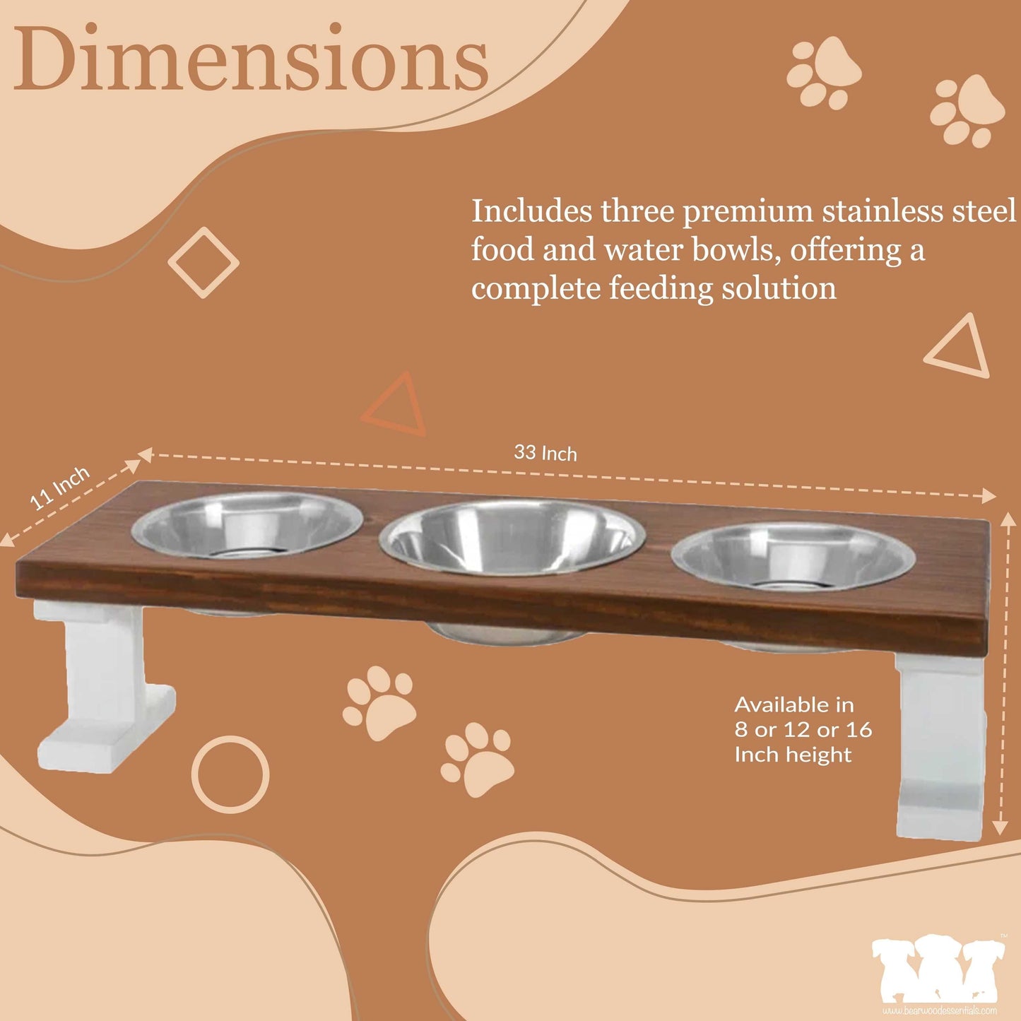 Farmhouse 3 Bowl Elevated Regular Feeder