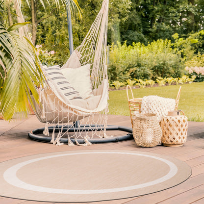 Beverly Rug Modern Bordered Indoor Outdoor Rug, Outside Carpet for Patio, Deck, Porch