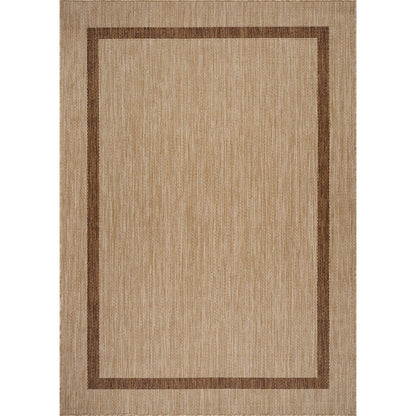 Beverly Rug Modern Bordered Indoor Outdoor Rug, Outside Carpet for Patio, Deck, Porch