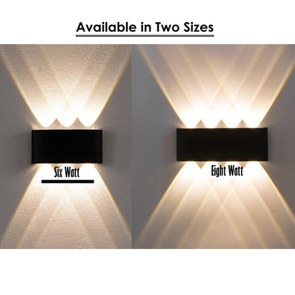 Black Contemporary Decorative Waterproof Aluminum Wall Lamp for Indoors and Outdoors, 8 Watt Cool White 4000K