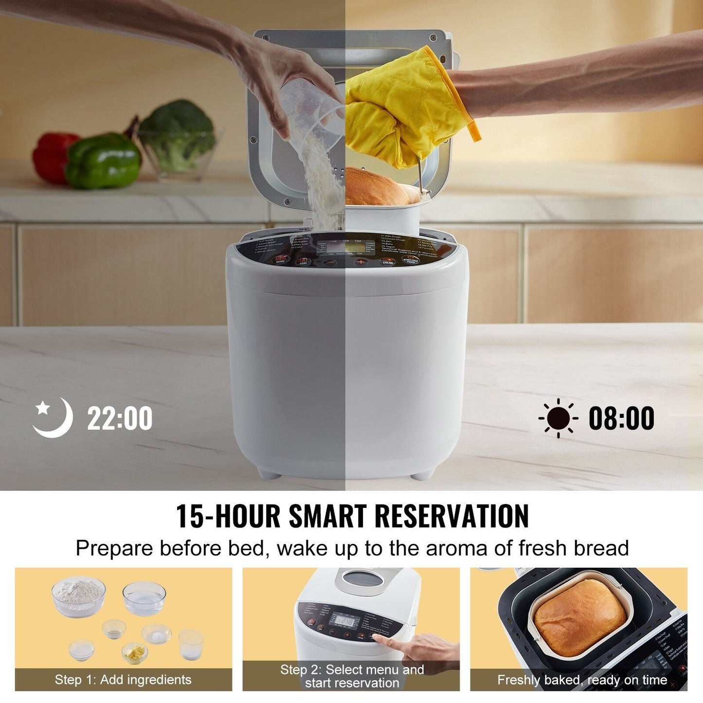 Bread Maker with Gluten Free Setting, Whole Wheat Bread Making, Digital, Programmable