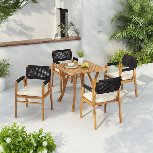 Ensemble de repas Captef pour extérieur, 5 pièces, en bois d'acacia, par Christopher Knight Home