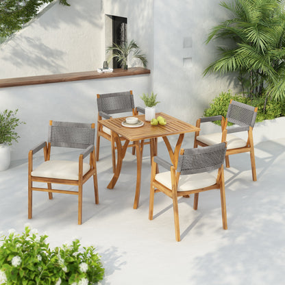 Ensemble de repas Captef pour extérieur, 5 pièces, en bois d'acacia, par Christopher Knight Home