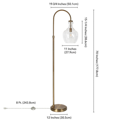 Lampe de sol à arc Verona avec abat-jour en verre