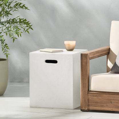 Christopher Knight Home - Table d'appoint de jardin en béton léger, modèle Aidan, avec porte-bouteille
