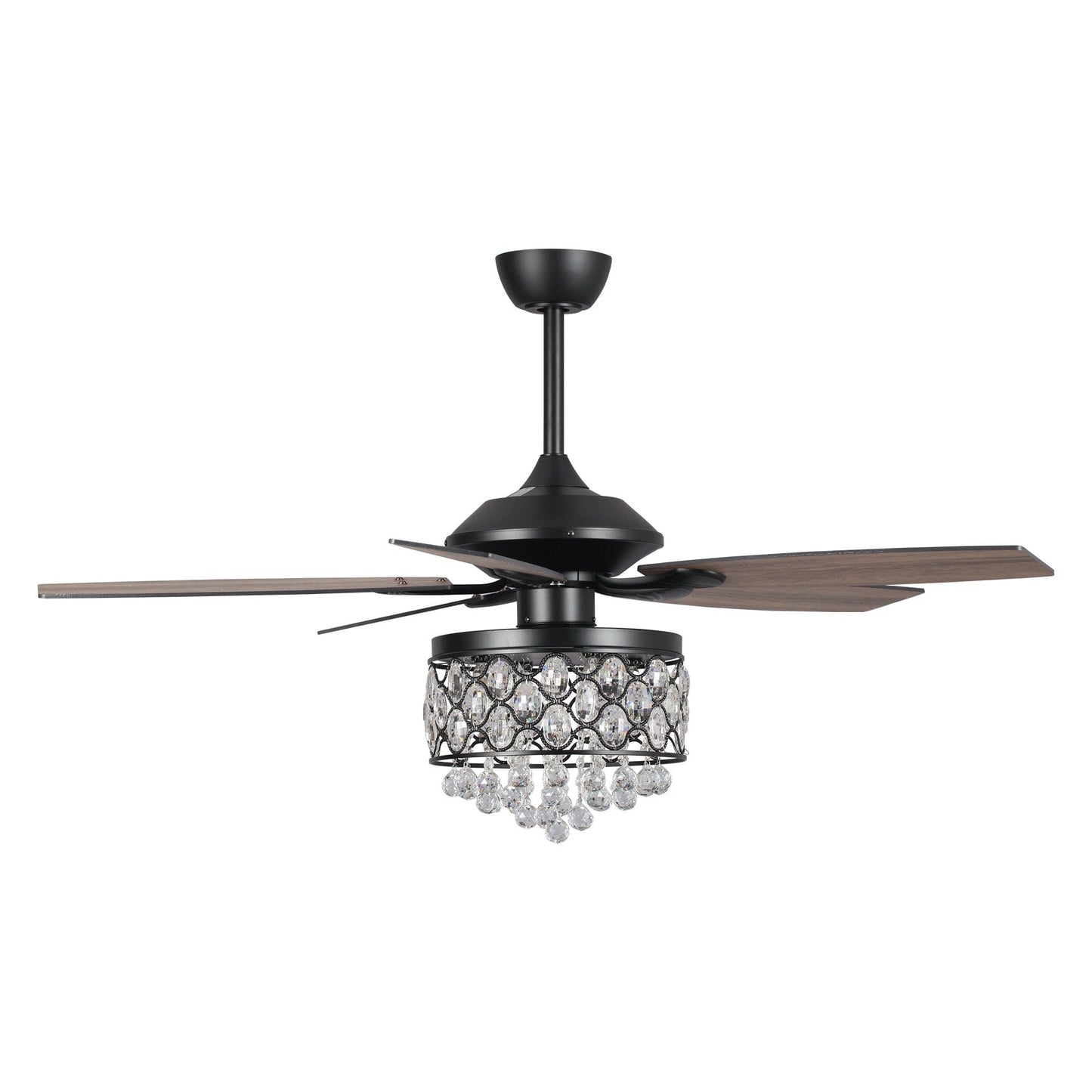 Luminaire à suspension/ventilateur de plafond à 4 lumières en chrome et cristal avec télécommande