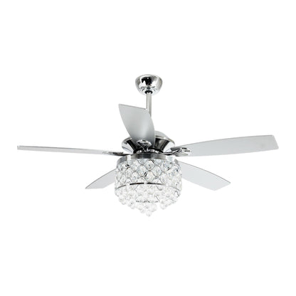 Luminaire à suspension/ventilateur de plafond à 4 lumières en chrome et cristal avec télécommande