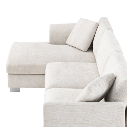 Canapé d'angle Cloud, ensemble de canapé de luxe en forme de L avec 2 coussins gratuits, meuble d'intérieur en chenille 4 places avec chaise longue surdimensionnée