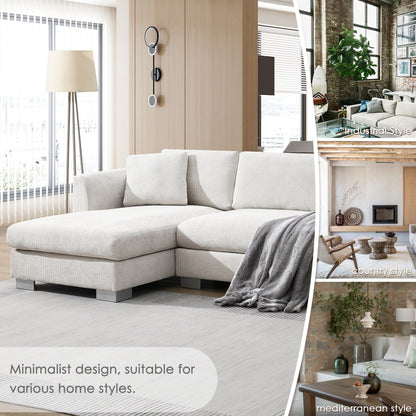 Canapé d'angle Cloud, ensemble de canapé de luxe en forme de L avec 2 coussins gratuits, meuble d'intérieur en chenille 4 places avec chaise longue surdimensionnée